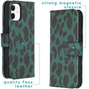 iMoshion Design Softcase Bookcase iPhone 12 Mini - Green Leopard