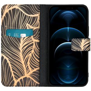 iMoshion Design Softcase Bookcase iPhone 12 (Pro) - Golden Leaves