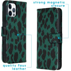 iMoshion Design Softcase Bookcase iPhone 12 (Pro) - Green Leopard
