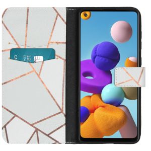 iMoshion Design Softcase Bookcase Galaxy A21s - White Graphic