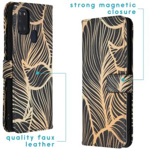 iMoshion Design Softcase Bookcase Galaxy A21s - Golden Leaves