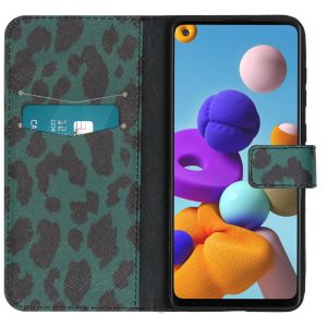 iMoshion Design Softcase Bookcase Galaxy A21s - Green Leopard