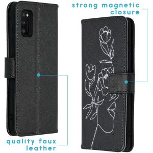 iMoshion Design Softcase Bookcase Galaxy A41 - Woman Flower Black