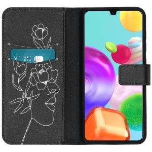 iMoshion Design Softcase Bookcase Galaxy A41 - Woman Flower Black