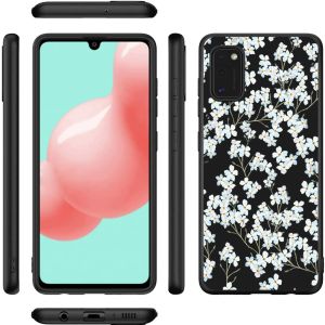 iMoshion Design hoesje Samsung Galaxy A41 - Bloem - Wit / Zwart