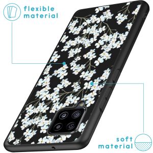 iMoshion Design hoesje Samsung Galaxy A42 - Bloem - Wit / Zwart