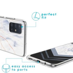 iMoshion Design hoesje Samsung Galaxy A51 - Marmer - Wit / Zwart