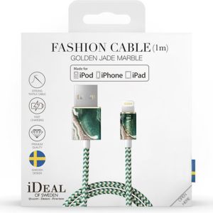 iDeal of Sweden Fashion Lightning naar USB kabel - 1m - Golden Jade Marble