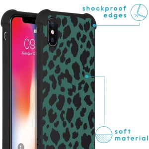 iMoshion Design hoesje met koord iPhone X / Xs - Luipaard - Groen / Zwart