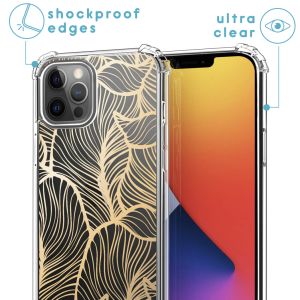 iMoshion Design hoesje met koord iPhone 12 (Pro) - Bladeren - Goud