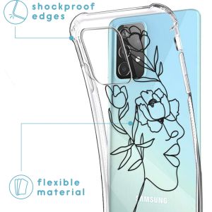 iMoshion Design hoesje met koord Samsung Galaxy A52(s) (5G/4G) - Abstract Gezicht Bloem - Transparant