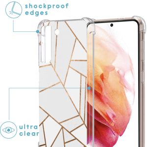 iMoshion Design hoesje met koord Samsung Galaxy S21 - Grafisch Koper - Wit / Goud