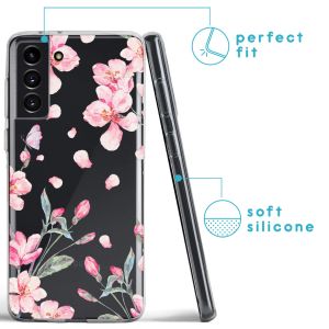 iMoshion Design hoesje Samsung Galaxy S21 Plus - Bloem - Roze