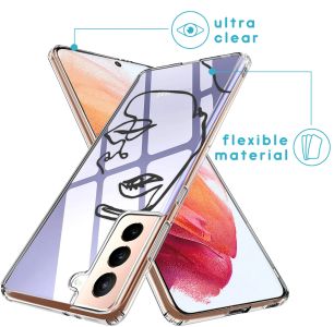 iMoshion Design hoesje Samsung Galaxy S21 - Abstract Gezicht - Zwart