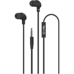 Celly Earphones Stereo 3.5mm Flat Cable - Zwart
