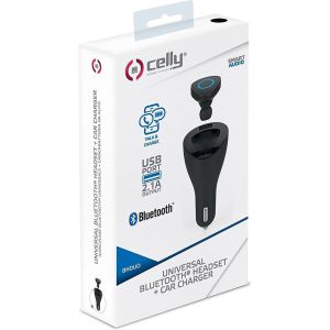 Celly Headset Bluetooth + Car Charger - Zwart