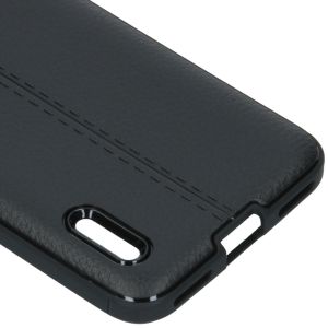 Lederen Backcover met stiksel Xiaomi Mi A3 - Zwart