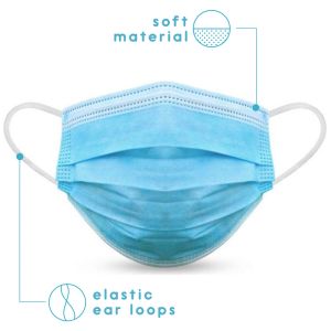Wegwerp mondkapje met elastiek volwassenen - 500 Pack -Blauw