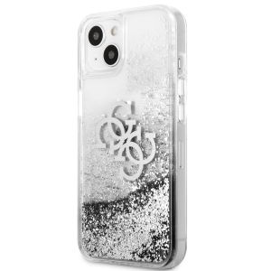 Guess 4G Logo Liquid Glitter Backcover iPhone 13 Mini - Silver