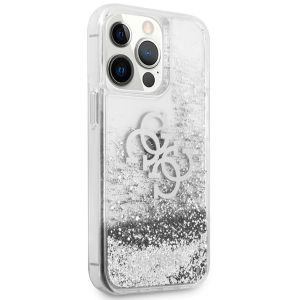 Guess 4G Logo Liquid Glitter Backcover iPhone 13 Pro - Silver