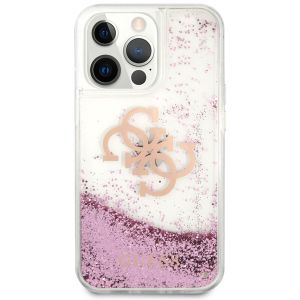 Guess 4G Logo Liquid Glitter Backcover iPhone 13 Pro - Pink