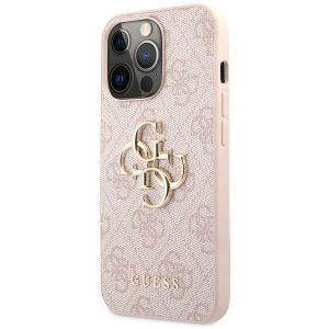 Guess 4G Metal Logo Backcover iPhone 13 Pro - Roze / Goud