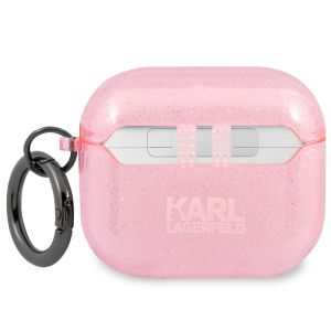 Karl Lagerfeld Karl's Head Silicone Glitter Case Apple AirPods 3 (2021) - Roze
