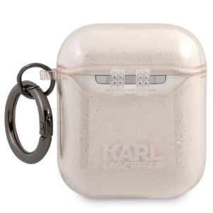 Karl Lagerfeld Karl's Head Silicone Glitter Case Apple AirPods 1 / 2 - Goud