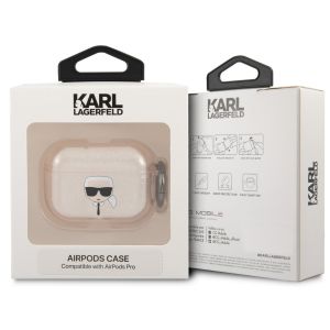Karl Lagerfeld Karl's Head Silicone Glitter Case Apple AirPods Pro - Goud