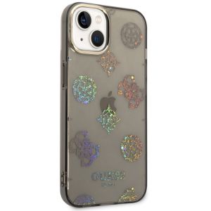 Guess Peony Glitter Backcover iPhone 14 - Zwart