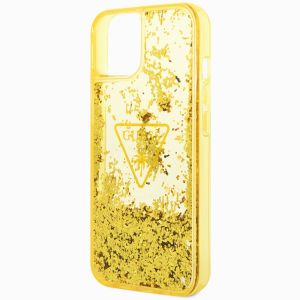 Guess Liquid Glitter Backcover iPhone 14 - Geel