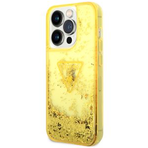 Guess Liquid Glitter Backcover iPhone 14 Pro Max - Geel