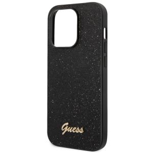 Guess Glitter Flakes Backcover iPhone 14 Pro - Zwart