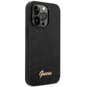 Guess Glitter Flakes Backcover iPhone 14 Pro Max - Zwart