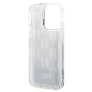 Karl Lagerfeld Liquid Glitter Backcover Monogram iPhone 14 Pro - Zwart