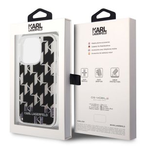 Karl Lagerfeld Liquid Glitter Backcover Monogram iPhone 14 Pro - Zwart