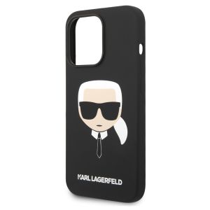 Karl Lagerfeld Karl's Head Liquid Silicone Backcover MagSafe iPhone 14 Pro - Zwart