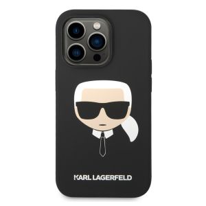 Karl Lagerfeld Karl's Head Liquid Silicone Backcover MagSafe iPhone 14 Pro - Zwart
