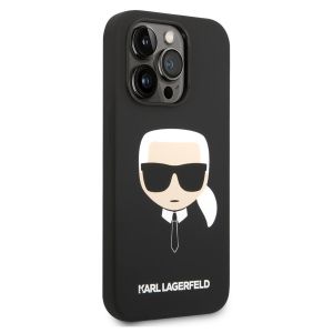 Karl Lagerfeld Karl's Head Liquid Silicone Backcover MagSafe iPhone 14 Pro Max - Zwart