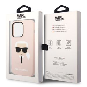 Karl Lagerfeld Karl's Head Liquid Silicone Backcover MagSafe iPhone 14 Pro Max - Roze