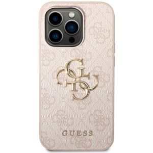 Guess 4G Metal Logo Backcover iPhone 14 Pro - Roze