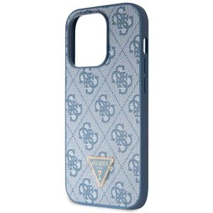 Guess 4G Logo Triangle Strass Backcover iPhone 15 Pro - Blauw