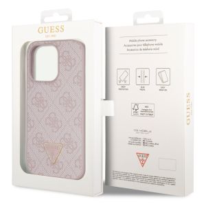 Guess 4G Logo Triangle Strass Backcover iPhone 15 Pro - Roze