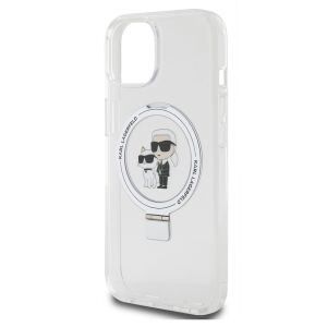 Karl Lagerfeld Karl & Choupette Hardcase Backcover Ringstand MagSafe iPhone 15 - Transparant