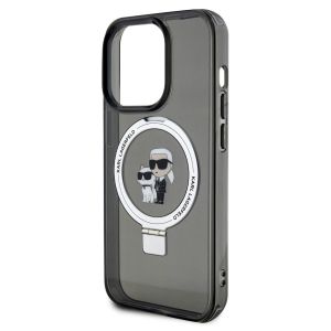 Karl Lagerfeld Karl & Choupette Hardcase Backcover Ringstand MagSafe iPhone 15 Pro - Zwart