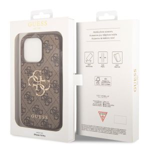Guess 4G Metal Logo Backcover iPhone 15 Pro - Bruin