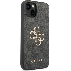 Guess 4G Metal Logo Backcover iPhone 15 - Grijs