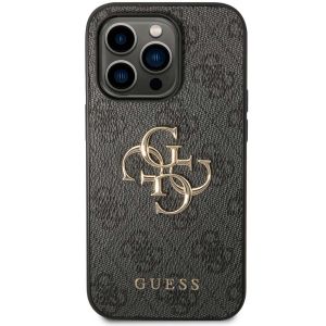 Guess 4G Metal Logo Backcover iPhone 15 Pro - Grijs