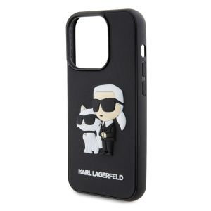Karl Lagerfeld Karl & Choupette 3D Rubber Hardcase Backcover iPhone 15 Pro - Zwart