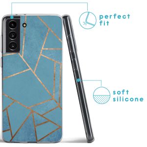iMoshion Design hoesje Samsung Galaxy S21 FE - Grafisch Koper / Blauw